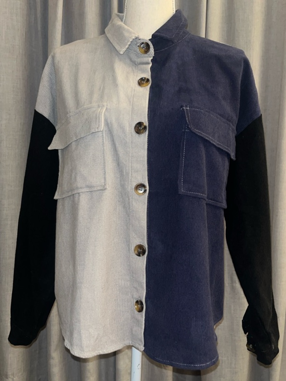 Umgee Oversized Color Block Buttondown